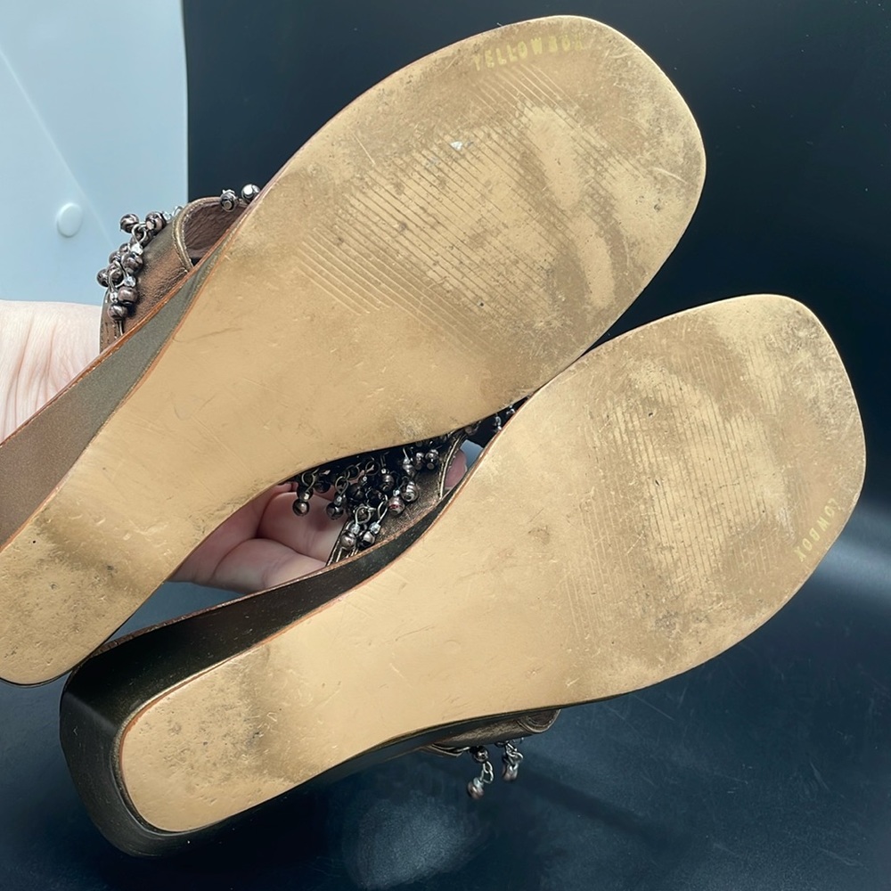 Yellow Box metallic bronze gold beaded Alexis slip on sandals Size 6.5 - Picture 15 of 15